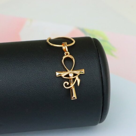 "Eye of Horus Rose Gold Pendant with Ankh Symbol for Protection, XPPT1535 - Picture 13 of 13